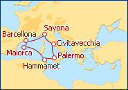 Visualizza l'itinerario della Crociera Magico Mediterraneo II