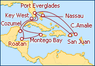 Visualizza l'itinerario della Crociera Florida, Messico, Honduras, Giamaica, St. Thomas, Portorico, Bahamas