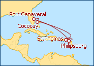 Visualizza l'itinerario della Crociera Caraibi Occidentali e Orientali