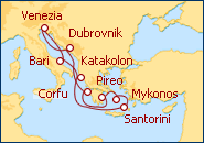 Visualizza l'itinerario della Crociera Italia, Grecia, Croazia