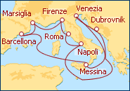 Visualizza l'itinerario della Crociera Mediterraneo I