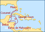 Visualizza l'itinerario della Crociera Stati Uniti, Belize, Messico, Honduras e Gran Caiman.