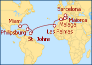 Visualizza l'itinerario della Crociera Transatlantico