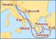 Visualizza l'itinerario della Crociera Isole Greche da Venezia