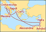 Visualizza l'itinerario della Crociera Navigazione nel Mediterraneo