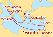 Visualizza l'itinerario della Crociera Italia, Grecia ed Egitto