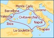 Visualizza l'itinerario della Crociera Incantesimo del Mediterraneo II