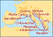 Visualizza l'itinerario della Crociera Tapiz Mediterraneo