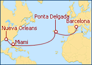 Visualizza l'itinerario della Crociera Transatlantico