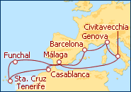 Visualizza l'itinerario della Crociera Spagna, Marocco, Canarie, Madeira