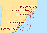 Visualizza l'itinerario della Crociera Argentina, Brasile, Uruguay