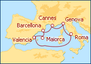 Visualizza l'itinerario della Crociera Corsica, Spagna, Baleari II
