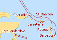 Visualizza l'itinerario della Crociera Caribe Sur al Completo 