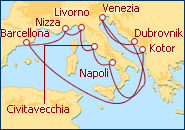 Visualizza l'itinerario della Crociera Spagna, Francia, Italia e Croazia