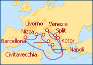 Visualizza l'itinerario della Crociera Francia, Italia e Croazia