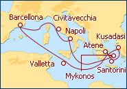 Visualizza l'itinerario della Crociera Italia, Grecia e Turchia