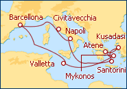Visualizza l'itinerario della Crociera Italia, Grecia e Turchia I