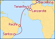 Visualizza l'itinerario della Crociera San Paolo a Barcellona