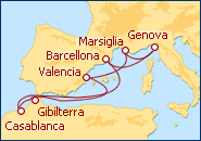 Visualizza l'itinerario della Crociera Italia, Spagna, Marocco, Gibilterra, Francia