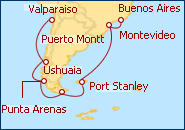 Visualizza l'itinerario della Crociera Traversata per l�America del Sud I (2012)