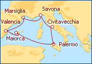 Visualizza l'itinerario della Crociera Spiagge e cultura 