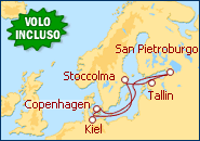 Visualizza l'itinerario della Crociera Danimarca, Germania Svezia, Estonia, Russia