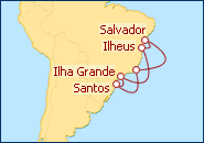 Visualizza l'itinerario della Crociera Antos, Ilha Grande Ilheus, Salvador, Buzios, Santos