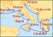 Visualizza l'itinerario della Crociera Arazzo Mediterraneo