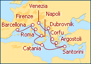 Visualizza l'itinerario della Crociera Romantico Mediterraneo