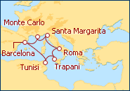 Visualizza l'itinerario della Crociera Glamour Mediterraneo
