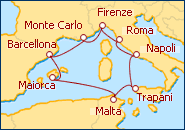 Visualizza l'itinerario della Crociera Hechizo Mediterraneo