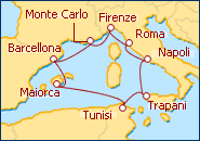 Visualizza l'itinerario della Crociera Impero Romano I