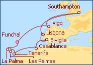 Visualizza l'itinerario della Crociera Isole Canarie da Southampton