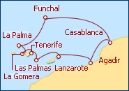 Visualizza l'itinerario della Crociera Isole Canarie, Marocco e Portogallo