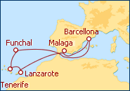 Visualizza l'itinerario della Crociera Barcellona e Isole Canarie

