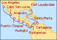 Visualizza l'itinerario della Crociera Stati Uniti, Colombia, Costa Rica e Messico