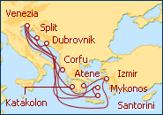 Visualizza l'itinerario della Crociera Venecia, Grecia, Croacia y Turquia