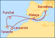 Visualizza l'itinerario della Crociera Canarias desde Barcelona 