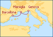 Visualizza l'itinerario della Crociera Spagna, Francia, Italia