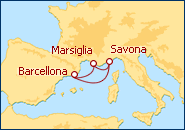 Visualizza l'itinerario della Crociera Blu Lavanda con Costa Atlantica