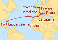 Visualizza l'itinerario della Crociera Trasatlantica da Civitavecchia