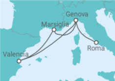 Itinerario della crociera Spagna, Francia, Italia - MSC Crociere