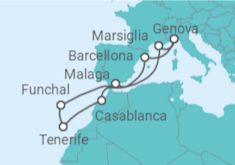 Itinerario della crociera Spagna, Francia, Italia, Marocco - MSC Crociere