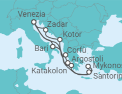 Itinerario della crociera Italia, Grecia, Montenegro - Costa Crociere
