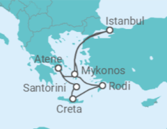 Itinerario della crociera Crociera in Grecia e Turchia + Soggiorno ad Atene - Costa Crociere