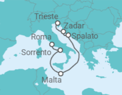 Itinerario della crociera Croazia, Malta, Italia - Cunard