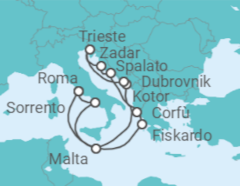 Itinerario della crociera Grecia, Croazia, Italia, Malta - Cunard