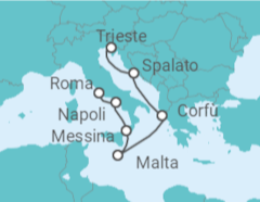 Itinerario della crociera Italia, Malta, Grecia, Croazia - NCL Norwegian Cruise Line