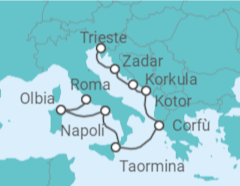 Itinerario della crociera Croazia, Montenegro, Grecia, Italia - Holland America Line
