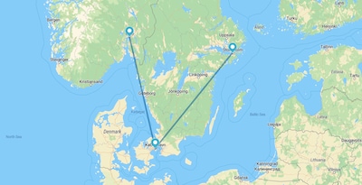 Stoccolma, Copenhagen ed Oslo in aereo